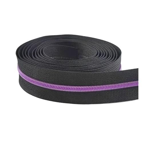 PXAMORTEL Metallische Nylon-Reißverschlüsse, 3# Nylon Reißverschluss Band Rolle Multicolor 3/5/10M for Nähen Tasche Kleidungsstück Schneider Zubehör(Purple,3M) von PXAMORTEL