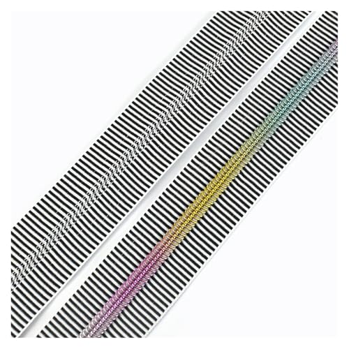 PXAMORTEL Metallische Nylon-Reißverschlüsse, 5# Kunststoff-Nylon-Reißverschlüsse for Nähen von DIY-Kleidungszubehör, Mehrfarbig, 1m – 3m(Black,2M) von PXAMORTEL