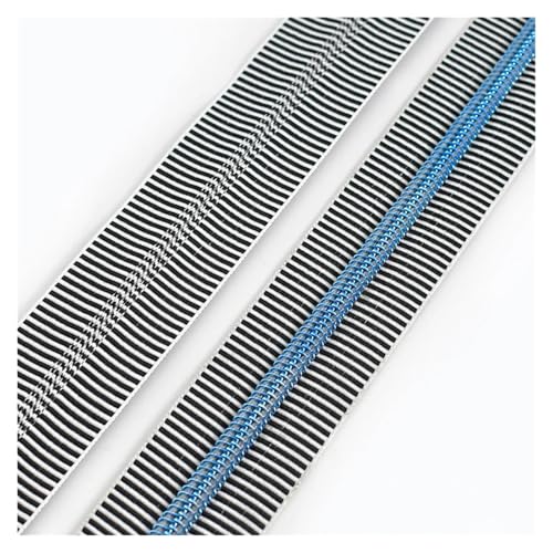 PXAMORTEL Metallische Nylon-Reißverschlüsse, 5# Kunststoff-Nylon-Reißverschlüsse for Nähen von DIY-Kleidungszubehör, Mehrfarbig, 1m – 3m(Blackblue,2M) von PXAMORTEL