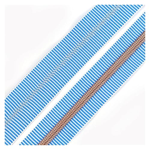 PXAMORTEL Metallische Nylon-Reißverschlüsse, 5# Kunststoff-Nylon-Reißverschlüsse for Nähen von DIY-Kleidungszubehör, Mehrfarbig, 1m – 3m(Blue Brown,1M) von PXAMORTEL