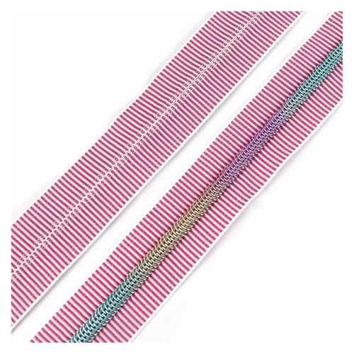 PXAMORTEL Metallische Nylon-Reißverschlüsse, 5# Kunststoff-Nylon-Reißverschlüsse for Nähen von DIY-Kleidungszubehör, Mehrfarbig, 1m – 3m(Pink,3M) von PXAMORTEL