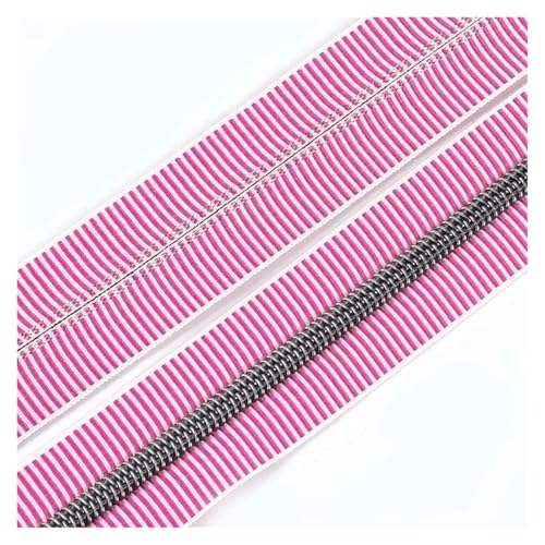 PXAMORTEL Metallische Nylon-Reißverschlüsse, 5# Kunststoff-Nylon-Reißverschlüsse for Nähen von DIY-Kleidungszubehör, Mehrfarbig, 1m – 3m(Pink Orange,3M) von PXAMORTEL