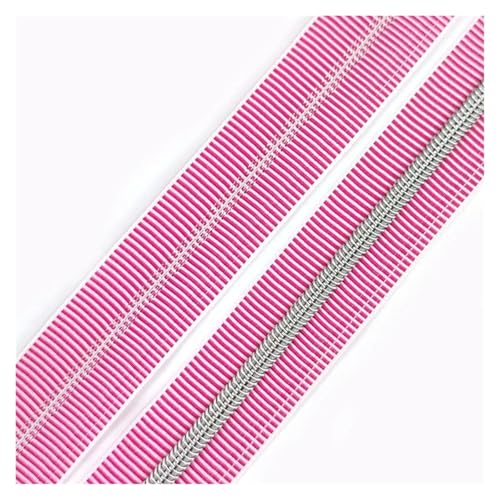 PXAMORTEL Metallische Nylon-Reißverschlüsse, 5# Kunststoff-Nylon-Reißverschlüsse for Nähen von DIY-Kleidungszubehör, Mehrfarbig, 1m – 3m(Pinksilver,3M) von PXAMORTEL