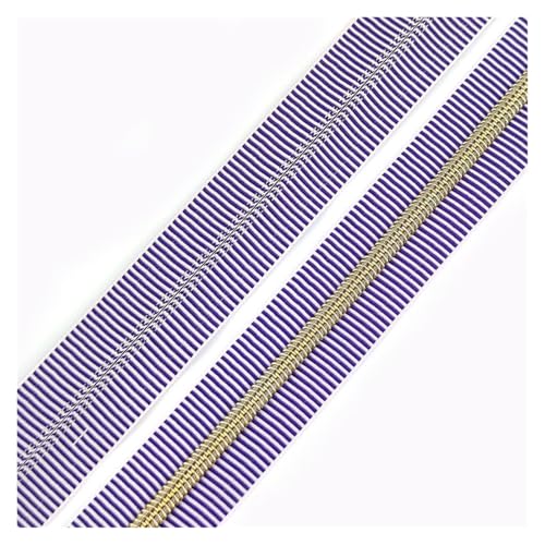 PXAMORTEL Metallische Nylon-Reißverschlüsse, 5# Kunststoff-Nylon-Reißverschlüsse for Nähen von DIY-Kleidungszubehör, Mehrfarbig, 1m – 3m(Purple Gold,1M) von PXAMORTEL