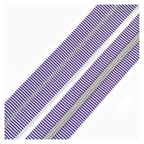 PXAMORTEL Metallische Nylon-Reißverschlüsse, 5# Kunststoff-Nylon-Reißverschlüsse for Nähen von DIY-Kleidungszubehör, Mehrfarbig, 1m – 3m(Purplesilver,1M) von PXAMORTEL