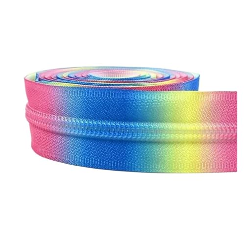 PXAMORTEL Metallische Nylon-Reißverschlüsse, 5# Nylon-Reißverschluss Meterware for Nähen von Taschen, Jacken, Kleidungsstücken, Mehrfarbig, 1M-10M(Bule,3M) von PXAMORTEL