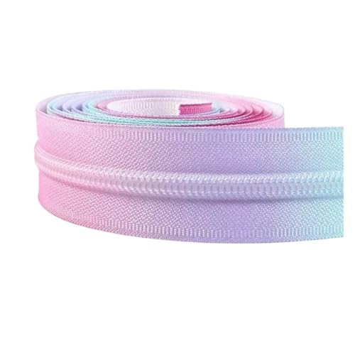 PXAMORTEL Metallische Nylon-Reißverschlüsse, 5# Nylon-Reißverschluss Meterware for Nähen von Taschen, Jacken, Kleidungsstücken, Mehrfarbig, 1M-10M(Pink,1M) von PXAMORTEL