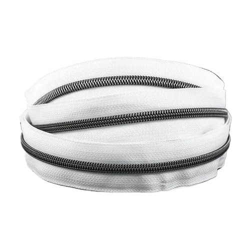 PXAMORTEL Metallische Nylon-Reißverschlüsse, 5# Nylon-Reißverschluss-Spiralreißverschlussbänder, Reparaturset for Kleidungsstücke, Schneiderzubehör, Mehrfarbig, 1–20 m(Blanc,20M) von PXAMORTEL