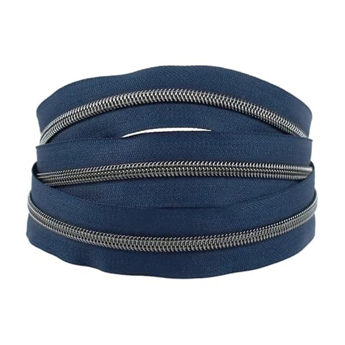 PXAMORTEL Metallische Nylon-Reißverschlüsse, 5# Nylon-Reißverschluss-Spiralreißverschlussbänder, Reparaturset for Kleidungsstücke, Schneiderzubehör, Mehrfarbig, 1–20 m(Blue,5M) von PXAMORTEL