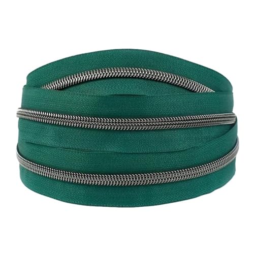 PXAMORTEL Metallische Nylon-Reißverschlüsse, 5# Nylon-Reißverschluss-Spiralreißverschlussbänder, Reparaturset for Kleidungsstücke, Schneiderzubehör, Mehrfarbig, 1–20 m(Green,10M) von PXAMORTEL