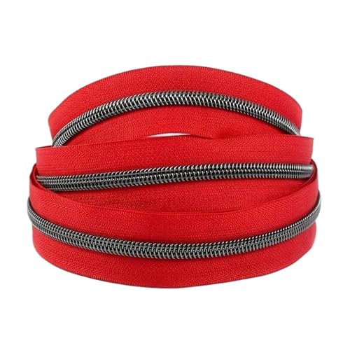 PXAMORTEL Metallische Nylon-Reißverschlüsse, 5# Nylon-Reißverschluss-Spiralreißverschlussbänder, Reparaturset for Kleidungsstücke, Schneiderzubehör, Mehrfarbig, 1–20 m(Red,10M) von PXAMORTEL