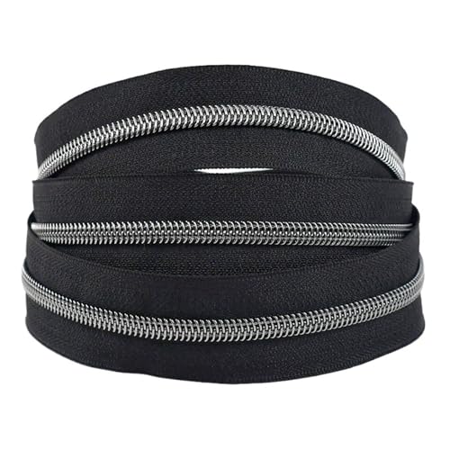 PXAMORTEL Metallische Nylon-Reißverschlüsse, 5# Nylon-Reißverschluss-Spiralreißverschlussbänder, Reparaturset for Kleidungsstücke, Schneiderzubehör, Mehrfarbig, 1–20 m(Schwarz,10M) von PXAMORTEL