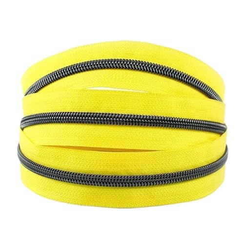 PXAMORTEL Metallische Nylon-Reißverschlüsse, 5# Nylon-Reißverschluss-Spiralreißverschlussbänder, Reparaturset for Kleidungsstücke, Schneiderzubehör, Mehrfarbig, 1–20 m(Yellow,10M) von PXAMORTEL