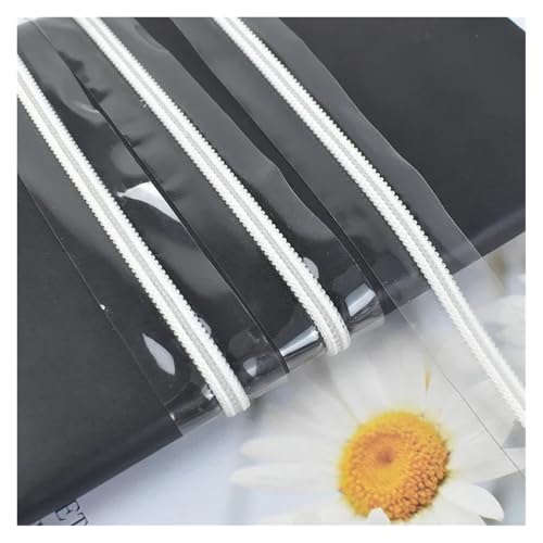 PXAMORTEL Metallische Nylon-Reißverschlüsse, 5# Nylon Reißverschlussband Multicolor 2m/5m/10m for Regenmantel Kleidung Dekor Reparatur Zubehör(Blanc,5M) von PXAMORTEL