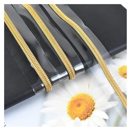 PXAMORTEL Metallische Nylon-Reißverschlüsse, 5# Nylon Reißverschlussband Multicolor 2m/5m/10m for Regenmantel Kleidung Dekor Reparatur Zubehör(Gold,5M) von PXAMORTEL