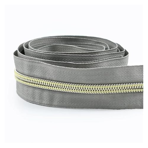 PXAMORTEL Metallische Nylon-Reißverschlüsse, 5# Nylon-Spulenreißverschlussbänder, mehrere Größen, Mehrfarbig, for DIY-Näharbeiten, Taschen, Kleidungsstücke, Reparaturen(Gray,2M) von PXAMORTEL