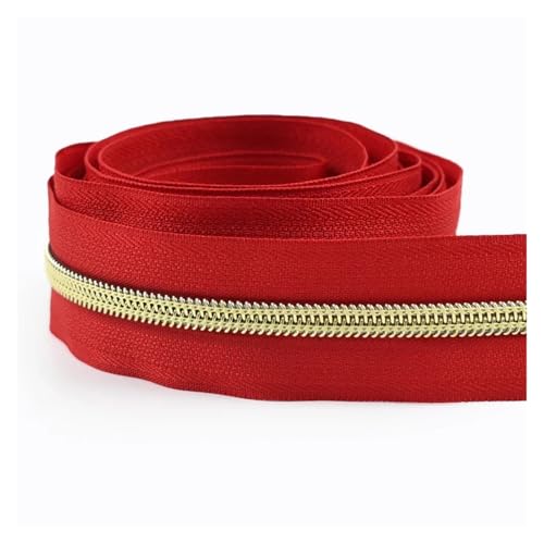 PXAMORTEL Metallische Nylon-Reißverschlüsse, 5# Nylon-Spulenreißverschlussbänder, mehrere Größen, Mehrfarbig, for DIY-Näharbeiten, Taschen, Kleidungsstücke, Reparaturen(Red,4M) von PXAMORTEL
