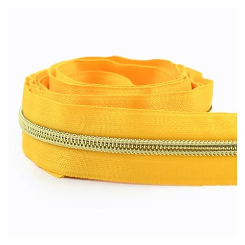 PXAMORTEL Metallische Nylon-Reißverschlüsse, 5# Nylon-Spulenreißverschlussbänder, mehrere Größen, Mehrfarbig, for DIY-Näharbeiten, Taschen, Kleidungsstücke, Reparaturen(Yellow,2M) von PXAMORTEL