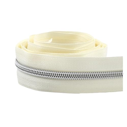 PXAMORTEL Metallische Nylon-Reißverschlüsse, 5# Reißverschlussbandrollen Kohlreißverschlüsse Näh- und Reparaturset Stoffspule 5-30M Mehrfarbig(Blanc,30M) von PXAMORTEL