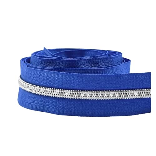 PXAMORTEL Metallische Nylon-Reißverschlüsse, 5# Reißverschlussbandrollen Kohlreißverschlüsse Näh- und Reparaturset Stoffspule 5-30M Mehrfarbig(Blue,15M) von PXAMORTEL
