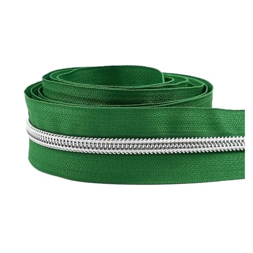 PXAMORTEL Metallische Nylon-Reißverschlüsse, 5# Reißverschlussbandrollen Kohlreißverschlüsse Näh- und Reparaturset Stoffspule 5-30M Mehrfarbig(Deep Green,5M) von PXAMORTEL