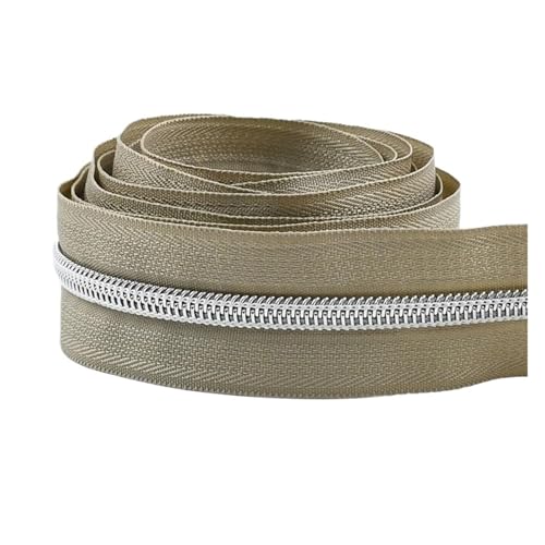 PXAMORTEL Metallische Nylon-Reißverschlüsse, 5# Reißverschlussbandrollen Kohlreißverschlüsse Näh- und Reparaturset Stoffspule 5-30M Mehrfarbig(Gray,25M) von PXAMORTEL