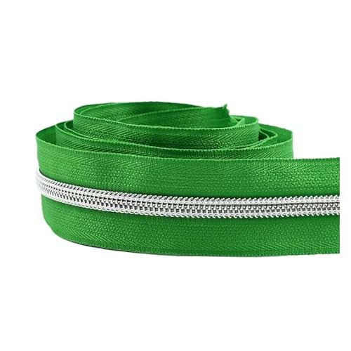 PXAMORTEL Metallische Nylon-Reißverschlüsse, 5# Reißverschlussbandrollen Kohlreißverschlüsse Näh- und Reparaturset Stoffspule 5-30M Mehrfarbig(Green,5M) von PXAMORTEL