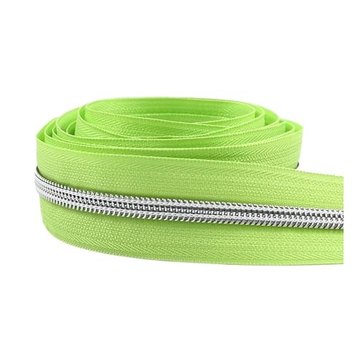 PXAMORTEL Metallische Nylon-Reißverschlüsse, 5# Reißverschlussbandrollen Kohlreißverschlüsse Näh- und Reparaturset Stoffspule 5-30M Mehrfarbig(Light Green,30M) von PXAMORTEL
