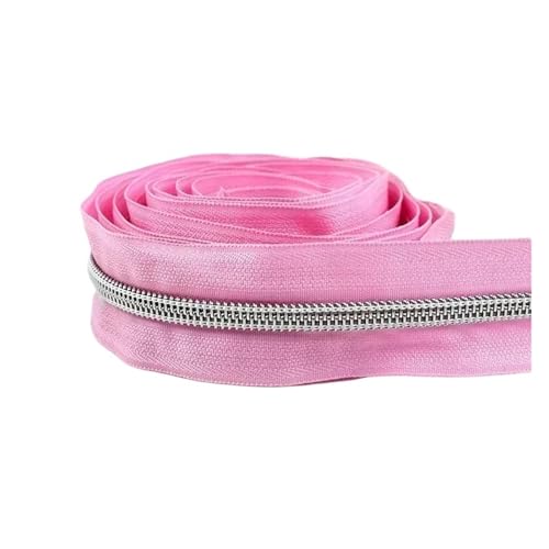 PXAMORTEL Metallische Nylon-Reißverschlüsse, 5# Reißverschlussbandrollen Kohlreißverschlüsse Näh- und Reparaturset Stoffspule 5-30M Mehrfarbig(Pink,5M) von PXAMORTEL