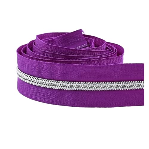 PXAMORTEL Metallische Nylon-Reißverschlüsse, 5# Reißverschlussbandrollen Kohlreißverschlüsse Näh- und Reparaturset Stoffspule 5-30M Mehrfarbig(Purple,30M) von PXAMORTEL