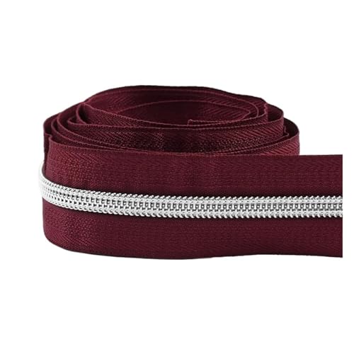 PXAMORTEL Metallische Nylon-Reißverschlüsse, 5# Reißverschlussbandrollen Kohlreißverschlüsse Näh- und Reparaturset Stoffspule 5-30M Mehrfarbig(Red,5M) von PXAMORTEL