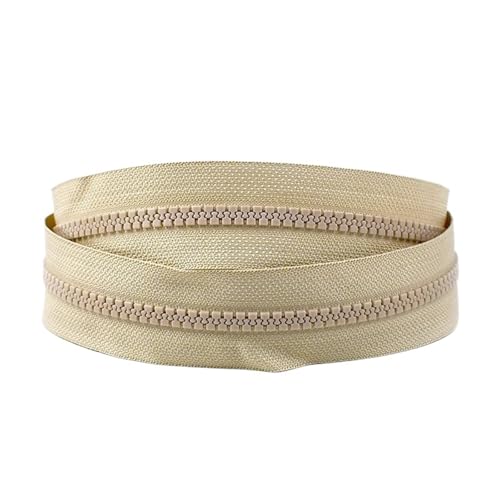 PXAMORTEL Metallische Nylon-Reißverschlüsse, Harzreißverschlüsse, offenes Ende, 5m/10m, Mehrfarbig, Reparaturset for Kleidersäcke for Nähen von Reißverschlüssen(Beige,10M) von PXAMORTEL