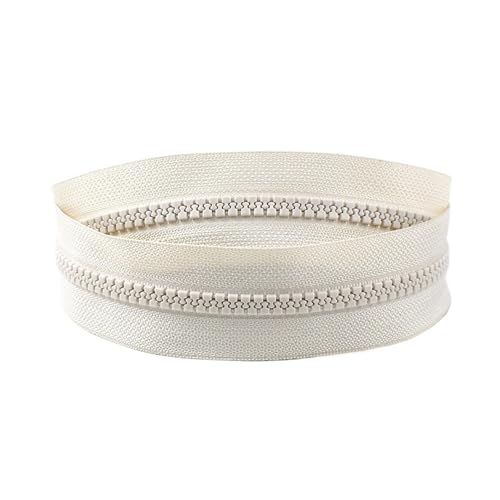 PXAMORTEL Metallische Nylon-Reißverschlüsse, Harzreißverschlüsse, offenes Ende, 5m/10m, Mehrfarbig, Reparaturset for Kleidersäcke for Nähen von Reißverschlüssen(Blanc,5M) von PXAMORTEL