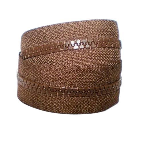 PXAMORTEL Metallische Nylon-Reißverschlüsse, Harzreißverschlüsse, offenes Ende, 5m/10m, Mehrfarbig, Reparaturset for Kleidersäcke for Nähen von Reißverschlüssen(Brown,10M) von PXAMORTEL