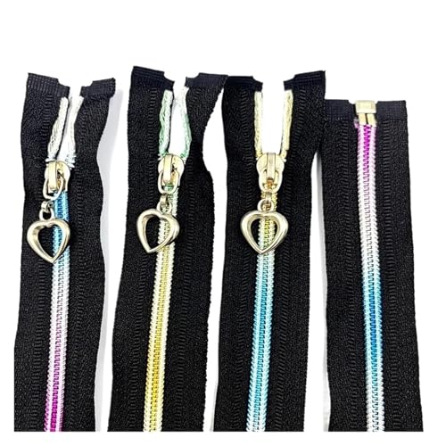 PXAMORTEL Metallische Nylon-Reißverschlüsse, Nylon-Reißverschluss mit offenem Ende, 50–90 cm, Mehrfarbig, 5er-Pack, for Nähen von Taschen, Kleidungsstücken, Heimtextilien(50cm) von PXAMORTEL