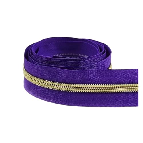PXAMORTEL Metallische Nylon-Reißverschlüsse, Nylon-Reißverschlussband mit Gold-silbernen Zähnen for Nähen von Taschen, Kleidungsstücken, DIY, Mehrfarbig, mehrere Längen(Dark red,10M) von PXAMORTEL
