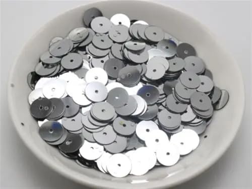 PXAMORTEL Pailletten für Crafting Sewing, 60 Gramm 5 mm 6 mm 8 mm 10 mm 12 mm Flache, runde, lose Pailletten, geeignet for Nähen for Hochzeiten.(Silver,8MM 3000PCS) von PXAMORTEL