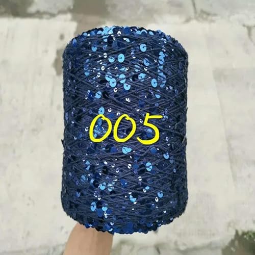Sequin Sparkle Strickgarn, 250 g Garn aus 99% Baumwolle mit 6 mm und 3 mm Pailletten for Handstricken und Häkeln, mehrfarbig(250g 005) von PXAMORTEL