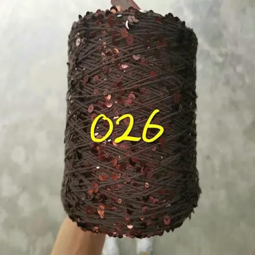 Sequin Sparkle Strickgarn, 250 g Garn aus 99% Baumwolle mit 6 mm und 3 mm Pailletten for Handstricken und Häkeln, mehrfarbig(250g 026) von PXAMORTEL