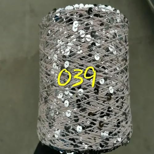 Sequin Sparkle Strickgarn, 250 g Garn aus 99% Baumwolle mit 6 mm und 3 mm Pailletten for Handstricken und Häkeln, mehrfarbig(250g 039) von PXAMORTEL
