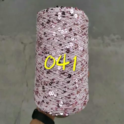 Sequin Sparkle Strickgarn, 250 g Garn aus 99% Baumwolle mit 6 mm und 3 mm Pailletten for Handstricken und Häkeln, mehrfarbig(250g 041) von PXAMORTEL