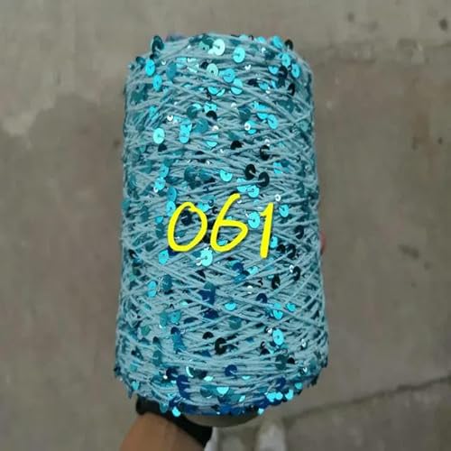 Sequin Sparkle Strickgarn, 250 g Garn aus 99% Baumwolle mit 6 mm und 3 mm Pailletten for Handstricken und Häkeln, mehrfarbig(250g 061) von PXAMORTEL