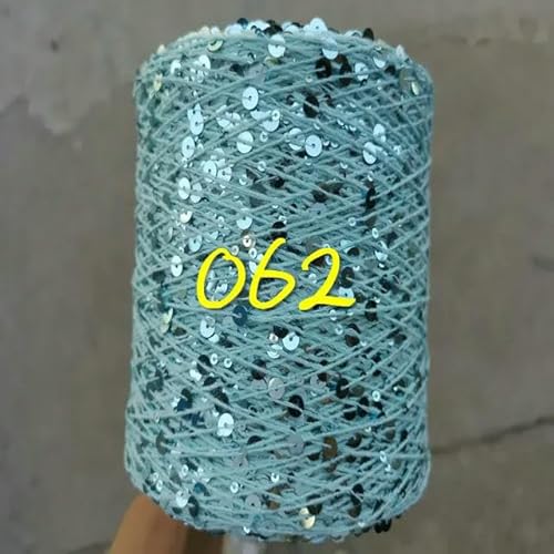 Sequin Sparkle Strickgarn, 250 g Garn aus 99% Baumwolle mit 6 mm und 3 mm Pailletten for Handstricken und Häkeln, mehrfarbig(250g 062) von PXAMORTEL
