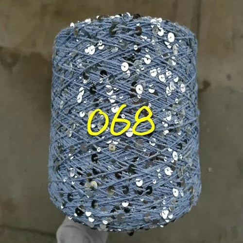 Sequin Sparkle Strickgarn, 250 g Garn aus 99% Baumwolle mit 6 mm und 3 mm Pailletten for Handstricken und Häkeln, mehrfarbig(250g 068) von PXAMORTEL