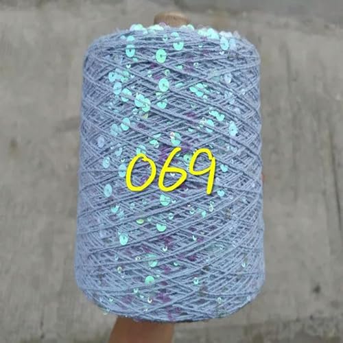 Sequin Sparkle Strickgarn, 250 g Garn aus 99% Baumwolle mit 6 mm und 3 mm Pailletten for Handstricken und Häkeln, mehrfarbig(250g 069) von PXAMORTEL