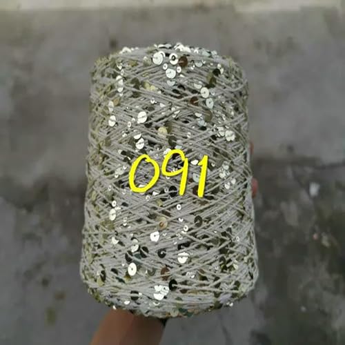 Sequin Sparkle Strickgarn, 250 g Garn aus 99% Baumwolle mit 6 mm und 3 mm Pailletten for Handstricken und Häkeln, mehrfarbig(250g 091) von PXAMORTEL