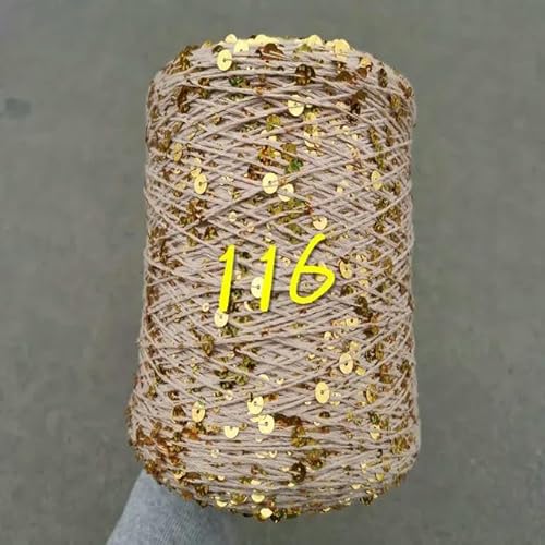 Sequin Sparkle Strickgarn, 250 g Garn aus 99% Baumwolle mit 6 mm und 3 mm Pailletten for Handstricken und Häkeln, mehrfarbig(250g 116) von PXAMORTEL