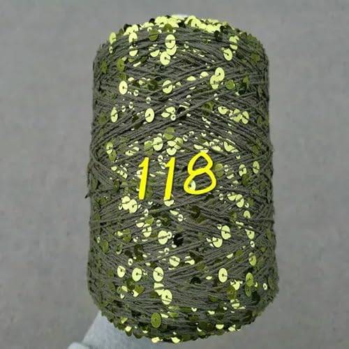 Sequin Sparkle Strickgarn, 250 g Garn aus 99% Baumwolle mit 6 mm und 3 mm Pailletten for Handstricken und Häkeln, mehrfarbig(250g 118) von PXAMORTEL
