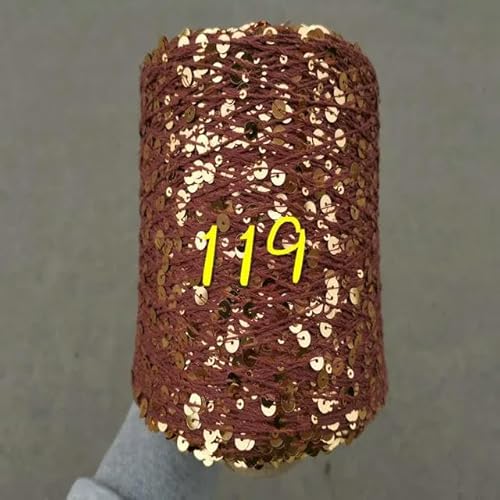 Sequin Sparkle Strickgarn, 250 g Garn aus 99% Baumwolle mit 6 mm und 3 mm Pailletten for Handstricken und Häkeln, mehrfarbig(250g 119) von PXAMORTEL