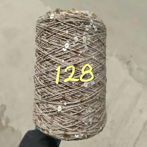 Sequin Sparkle Strickgarn, 250 g Garn aus 99% Baumwolle mit 6 mm und 3 mm Pailletten for Handstricken und Häkeln, mehrfarbig(250g 128) von PXAMORTEL